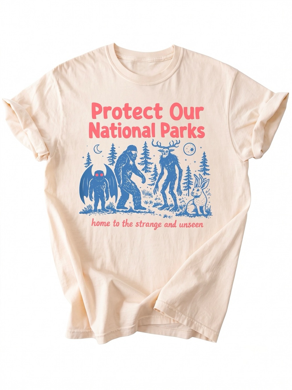 Protect Our National Parks Cryptid Mothman Off White Graphic Tee